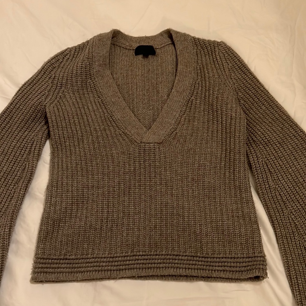 Intermix Bell Sleeve V Neck Sweater